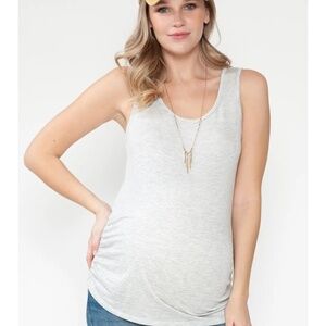 Maternity Shirring Ruched Stripe Sleeveless Top